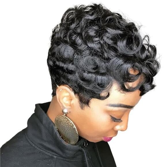 Short Pixie Wigs for Black Women Short Black Curly Pixie Wigs